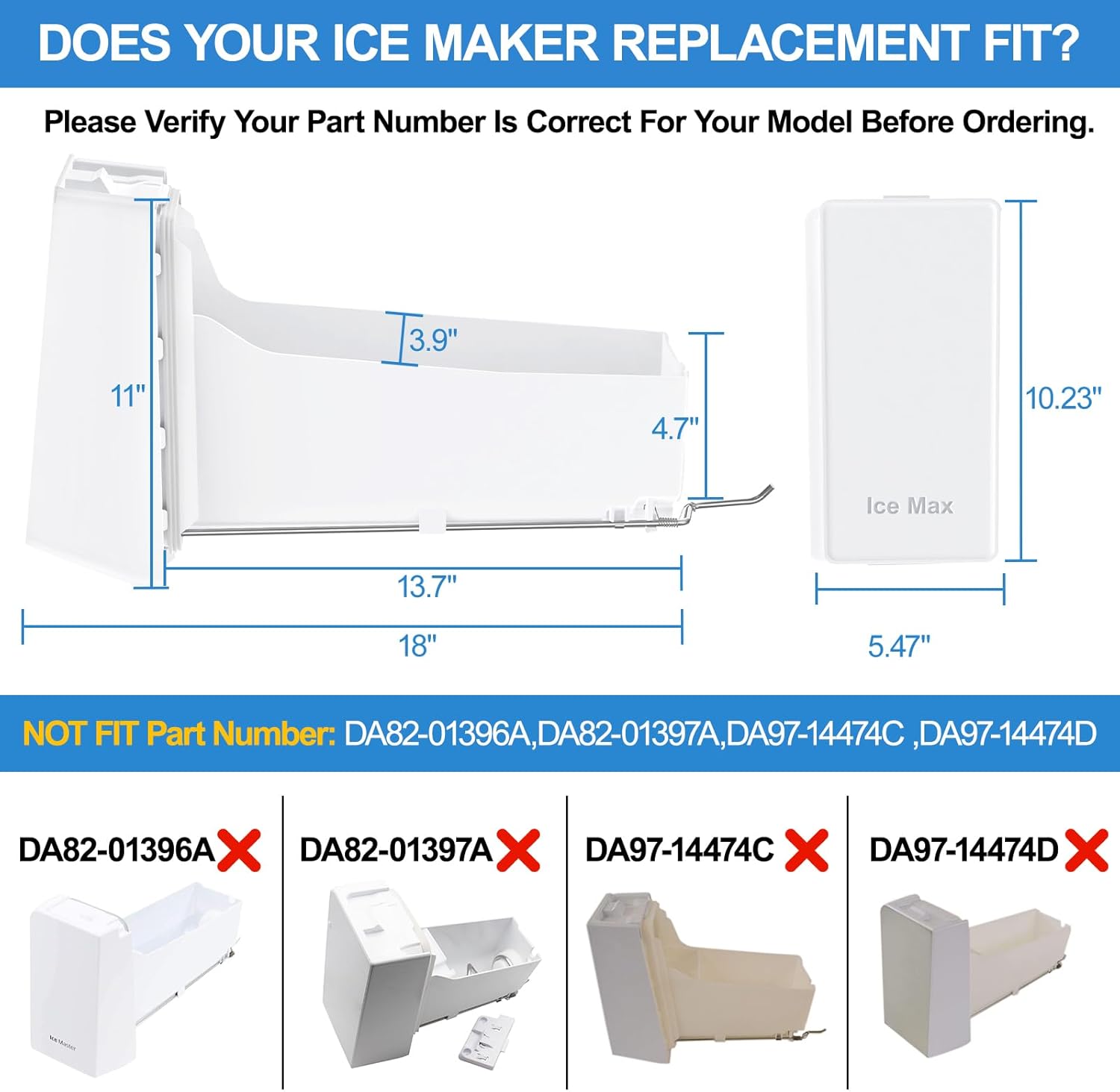 Upgraded DA97-20156B Refrigerator Ice Bucket Compatible with Samsung Ice Maker Replacement Ice Tray Parts DA97-20156A RF28R7201SR RF28R7351SR RF27T5201SR RF27T5201SG RF28HMEDBSR RF27T5501SR Ice Maker